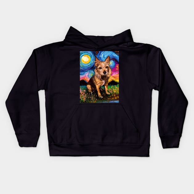 Australian Terrier Night Kids Hoodie by sagittariusgallery